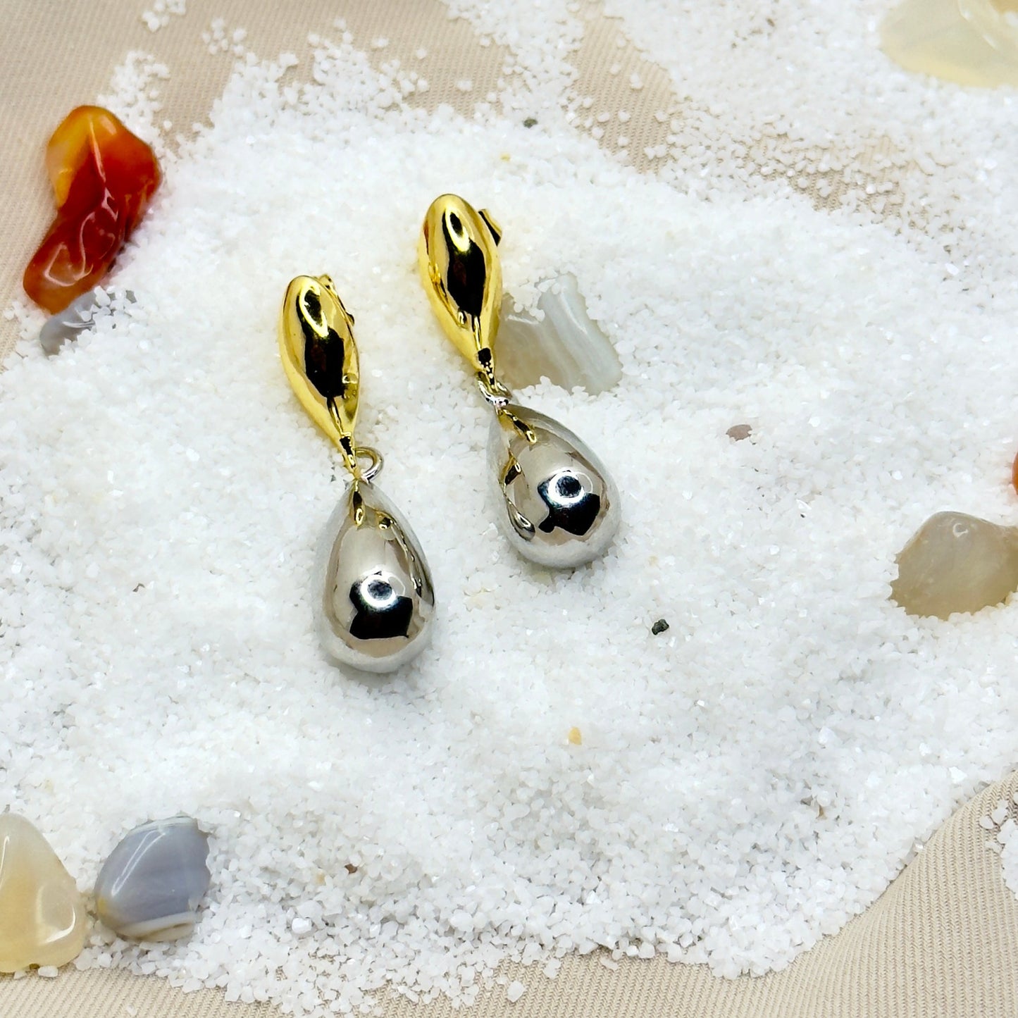 Dual Metal Drop Earrings
