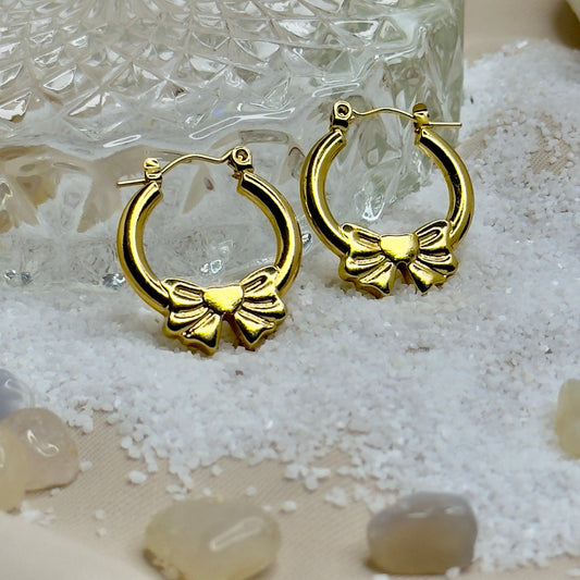 Round Bow Hoop Earrings