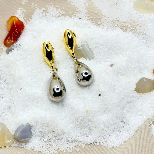 Dual Metal Drop Earrings