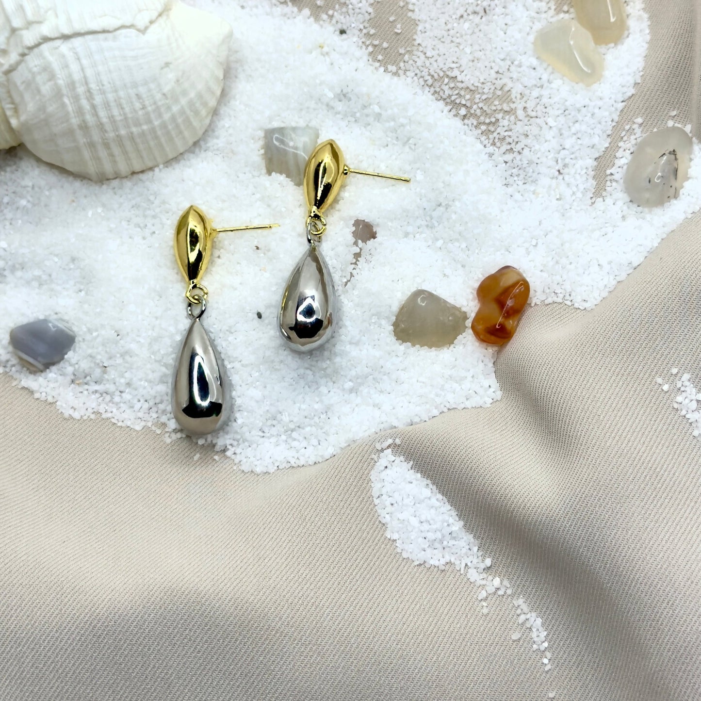 Dual Metal Drop Earrings
