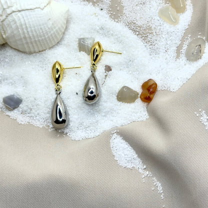 Dual Metal Drop Earrings